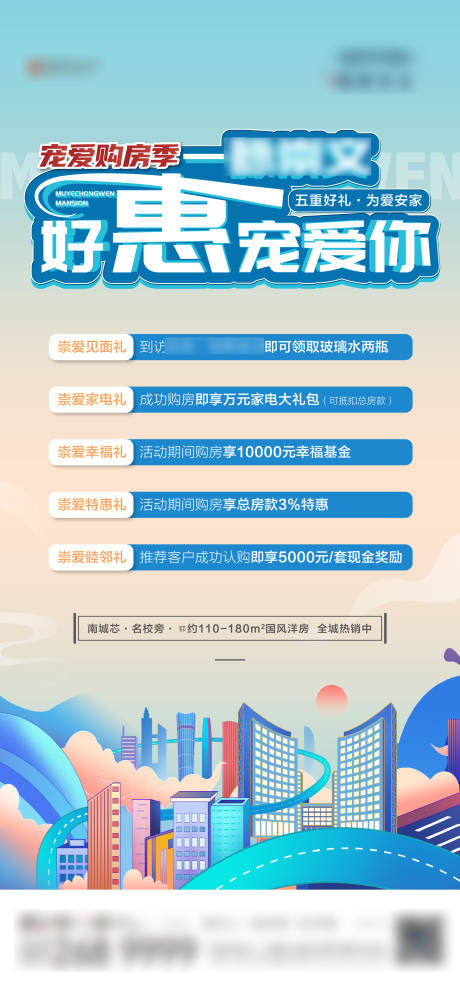 源文件下载【地产购房节促销热销优惠政策五重礼海报】编号：64440009817937380