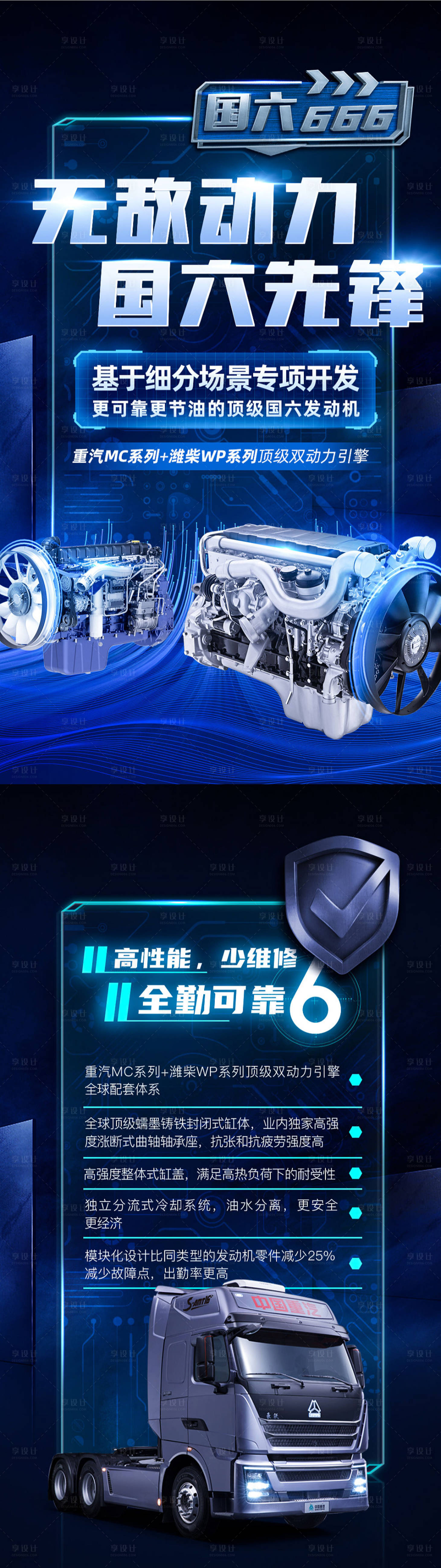 源文件下載【卡車發(fā)動機簡介宣傳海報】編號：35990010072653760