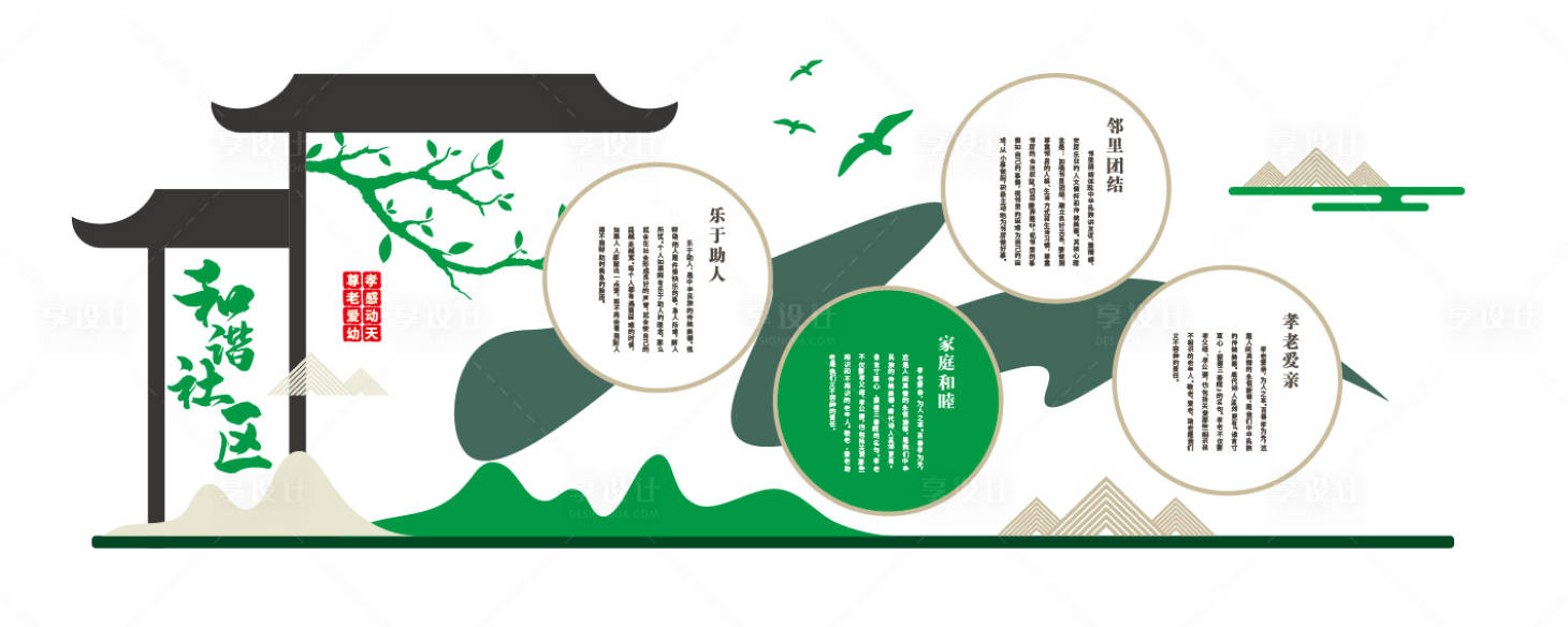 源文件下载【享设计】搜索编号：26280010037822219【文明乡风和谐社区文化墙】