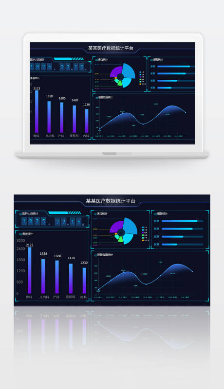 源文件下载【深蓝色简约大气医疗数据统计平台页面】编号：20220509152530685