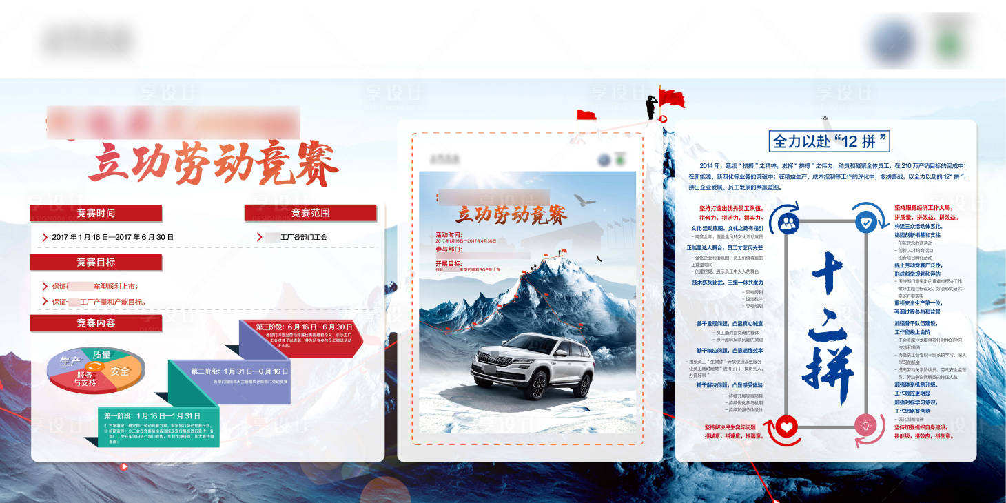 源文件下载【享设计】搜索编号：48700009933646975【汽车新车上市主机厂立功劳动竞赛展板】