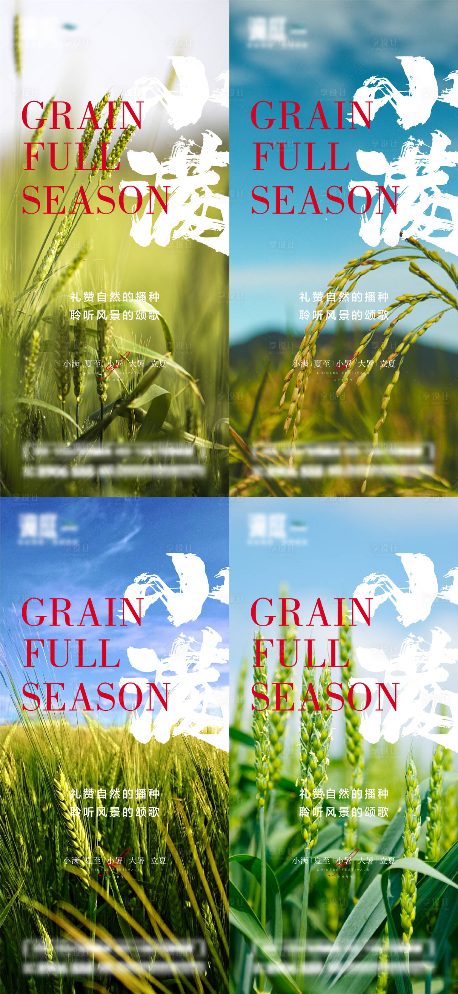 源文件下载【小满夏至小暑大暑立夏节气系列海报】编号：79600010010388074