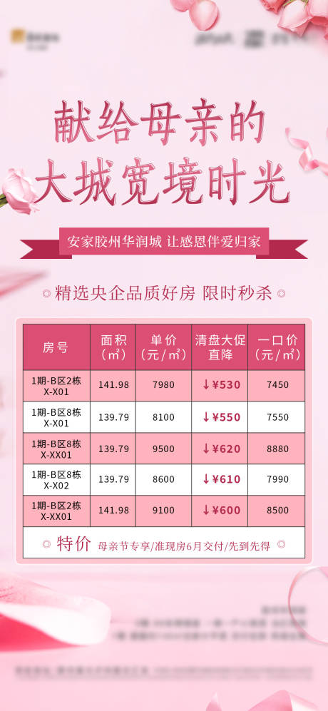 源文件下载【地产母亲节特价房刷屏海报】编号：86460009886577389