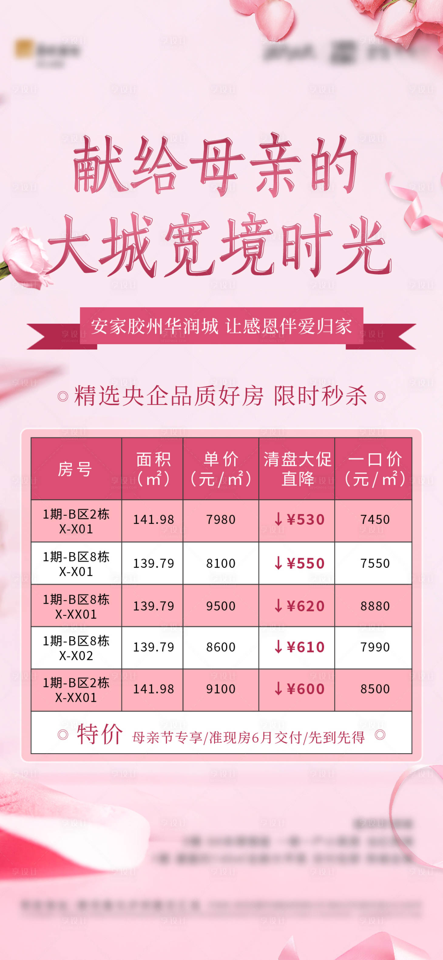 源文件下载【享设计】搜索编号：86460009886577389【地产母亲节特价房刷屏海报】