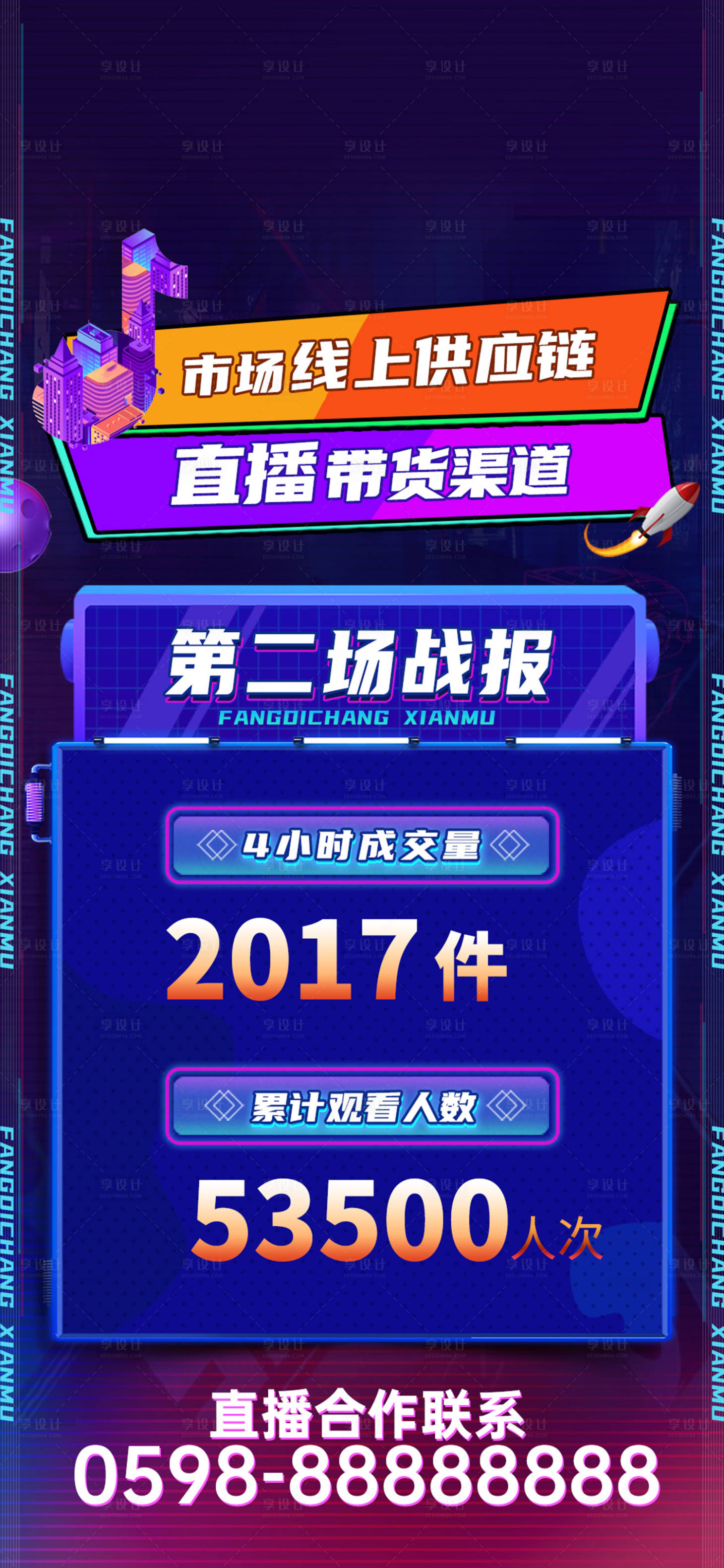 源文件下載【享設計】搜索編號：29640009844765752【直播帶貨數據戰報渠道電商時尚繽紛供應】