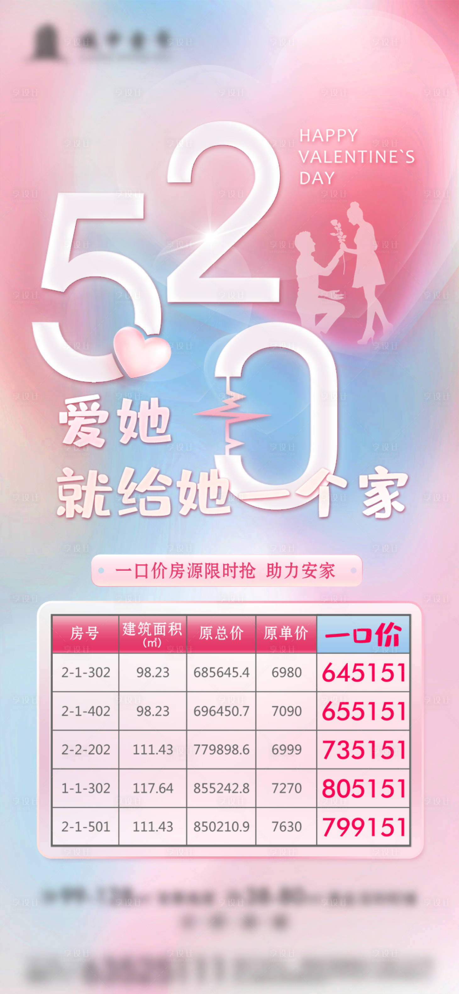 源文件下载【房地产520情人节一口价房源海报】编号：87720010092736905