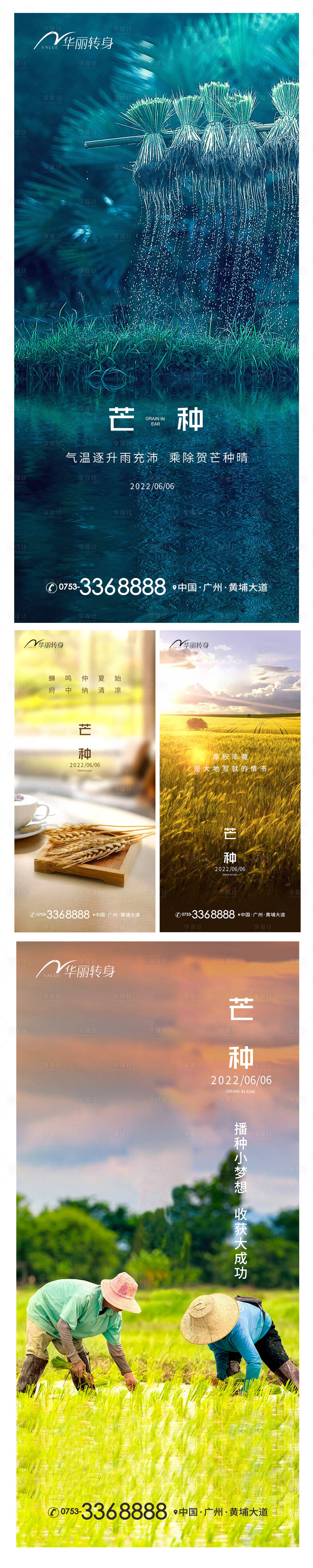 源文件下载【享设计】搜索编号：94220010315438496【芒种节气系列海报】