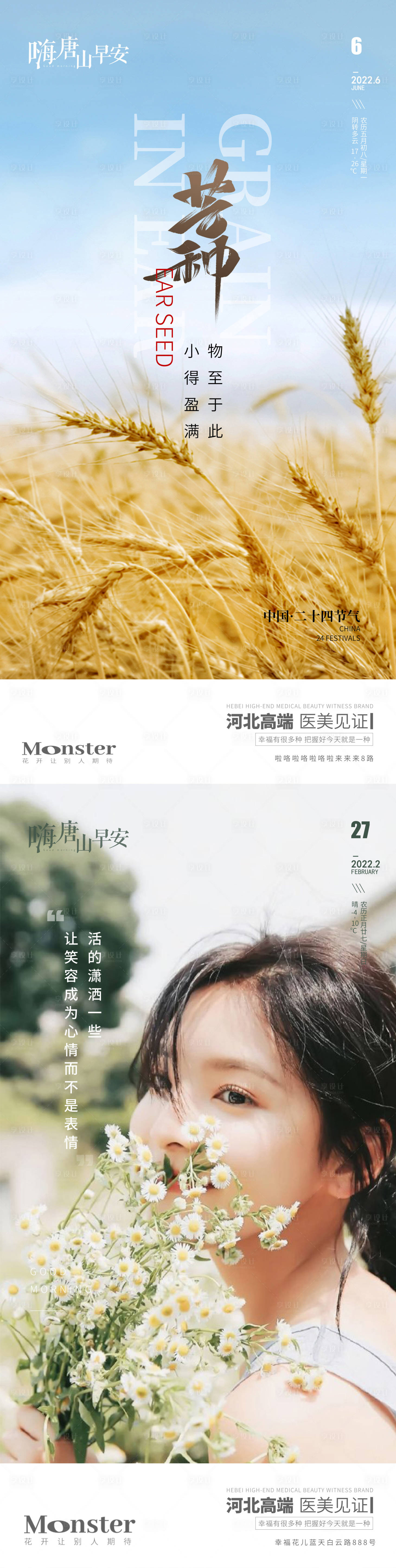 源文件下载【享设计】搜索编号：79610010347639350【医美芒种节气系列海报】