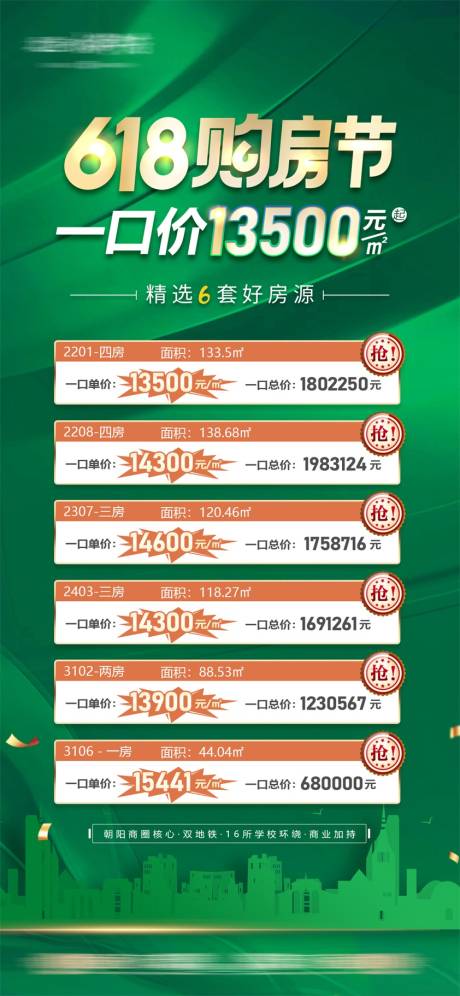 源文件下载【618特惠房绿金海报】编号：48940010577897492