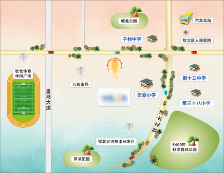 源文件下载【区位图手绘广告展板】编号：68000010564158386