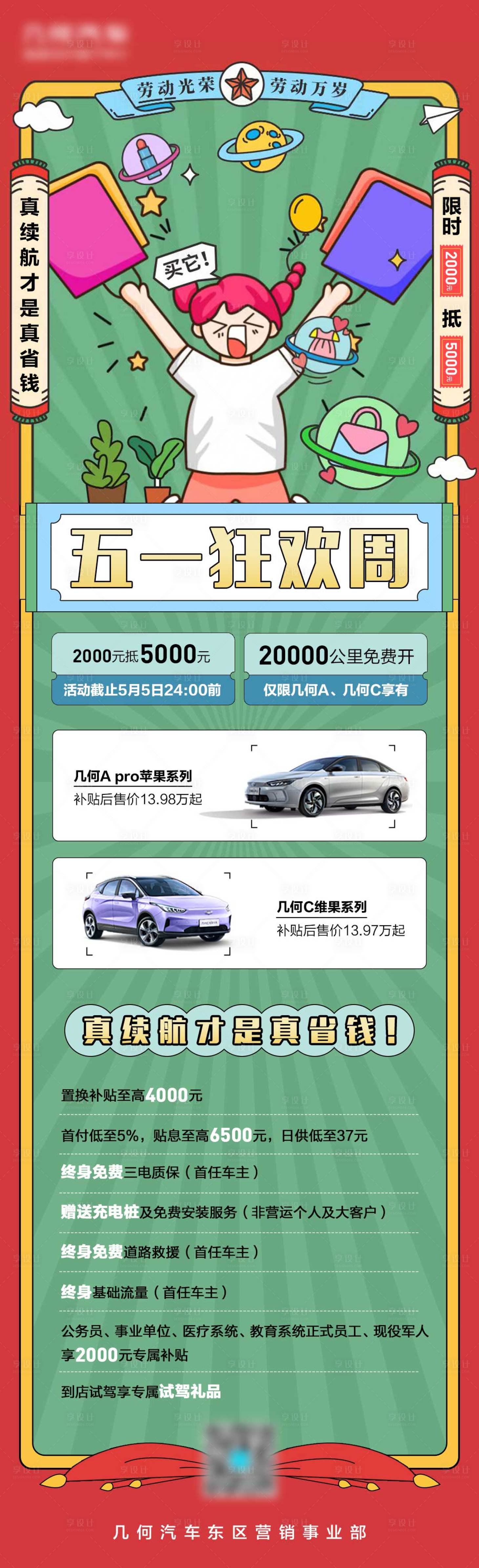 源文件下载【享设计】搜索编号：26770010417063521【五一购置汽车政策补贴宣传海报】