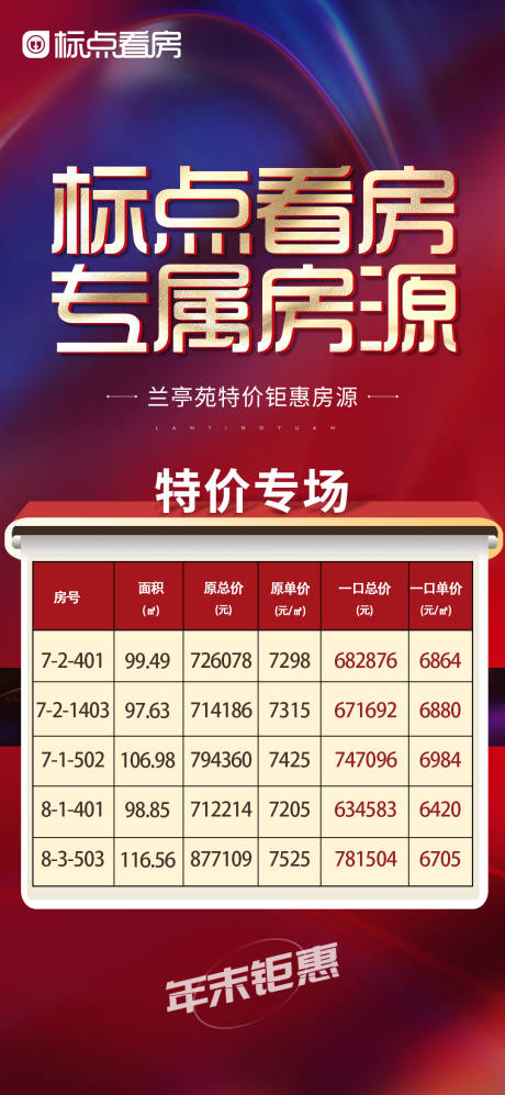 源文件下载【专属特价房源红金海报】编号：69380010636731390