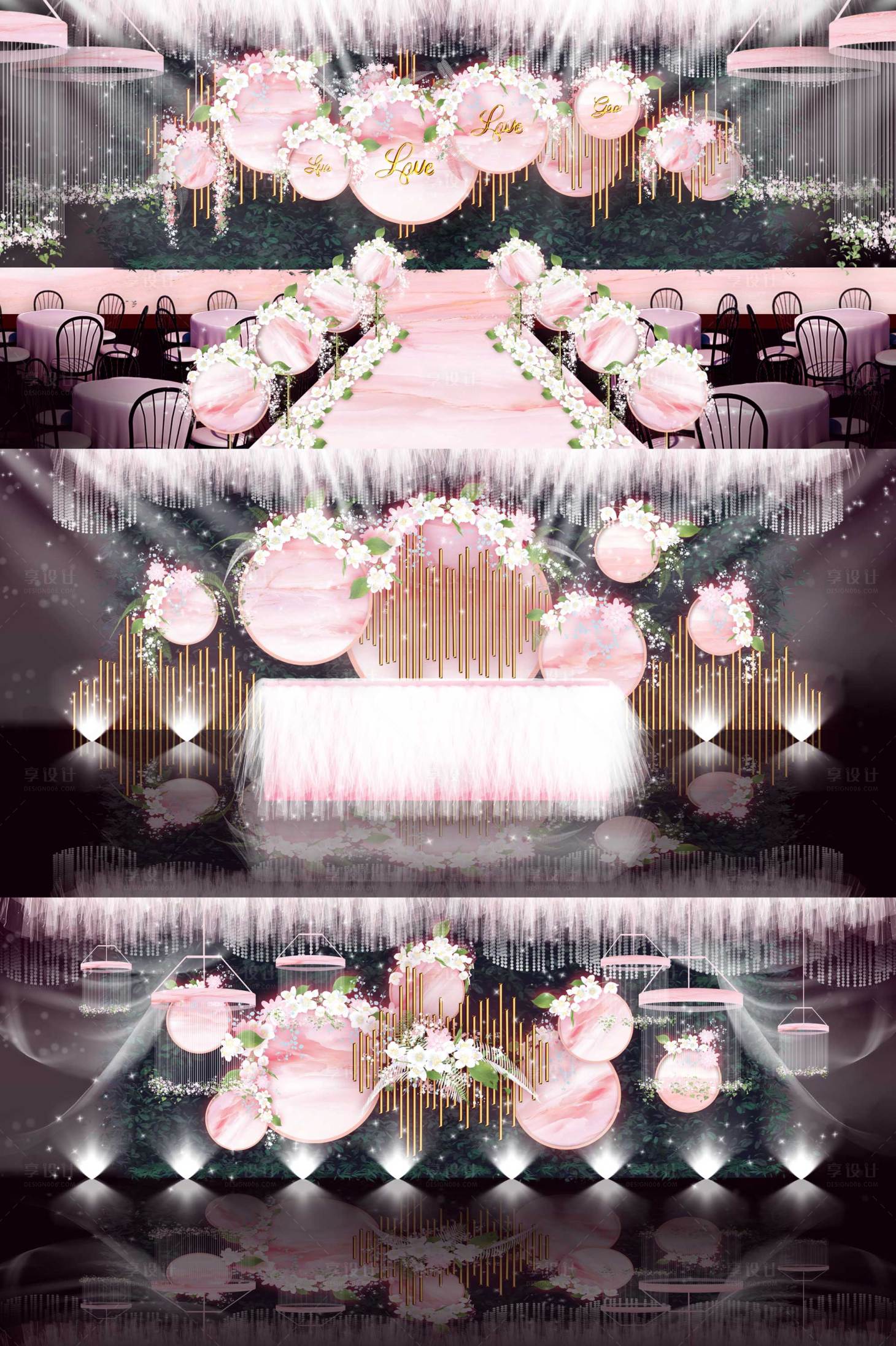 源文件下載【享設計】搜索編號：97640010790114781【粉色婚禮效果圖背景板】