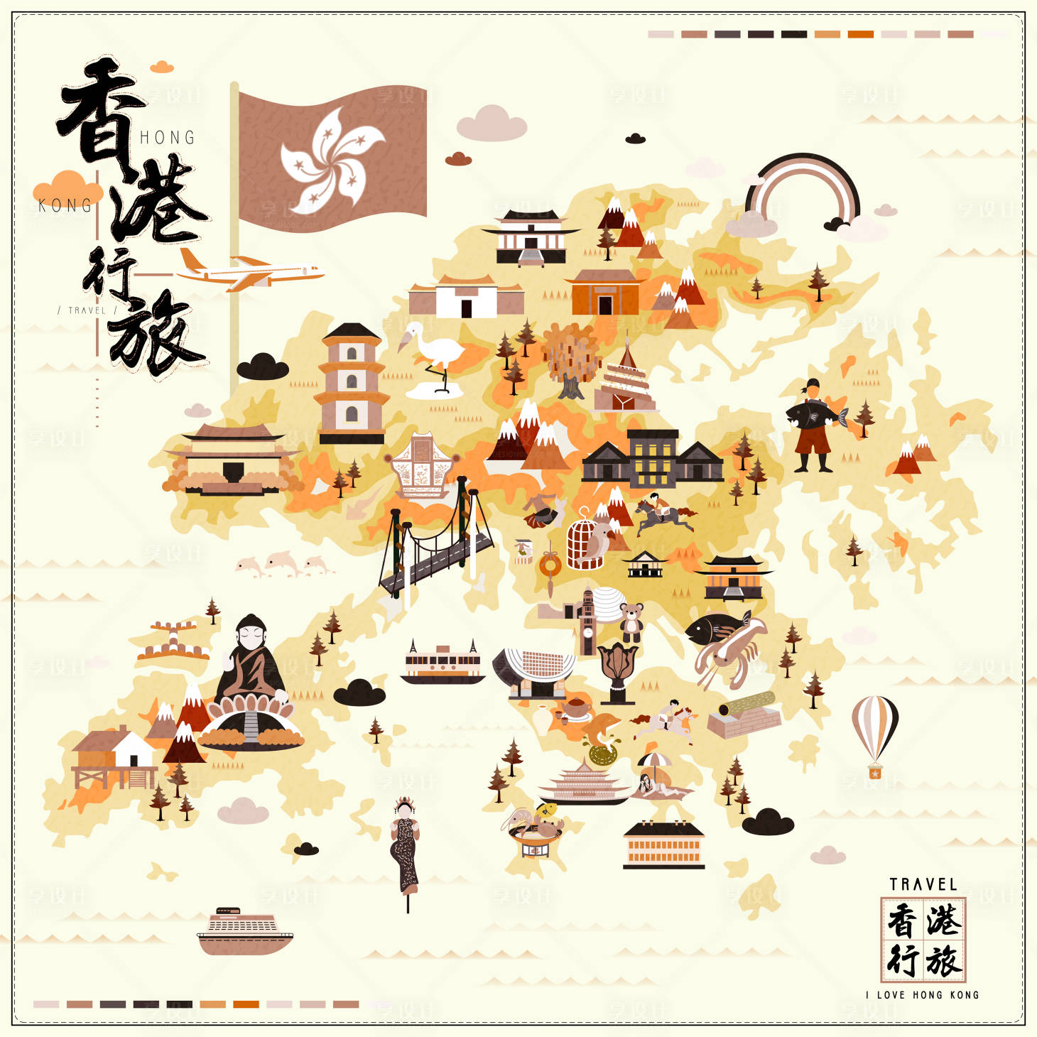 源文件下载【享设计】搜索编号：45950010358426271【香港旅游地图】