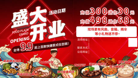源文件下载【盛大开业快餐餐饮活动展板】编号：57590010801559512