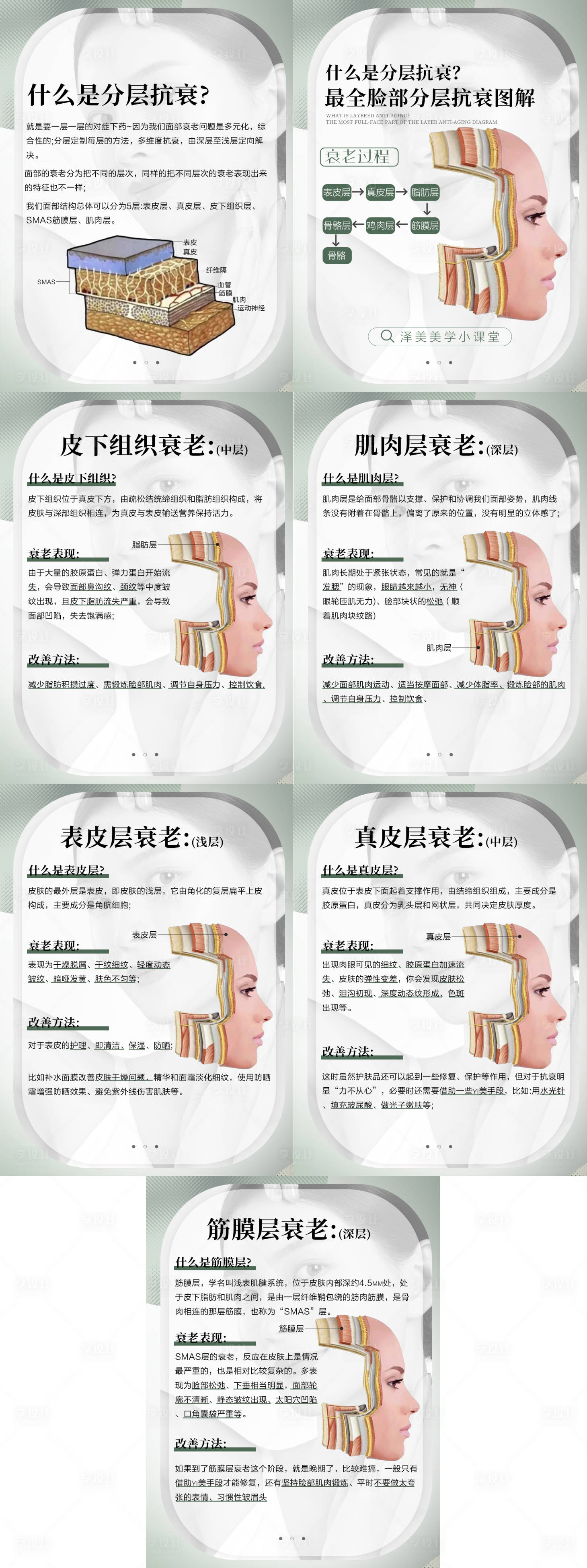 源文件下载【享设计】搜索编号：88640010794332247【医美知识美学小课堂分层抗衰分解图】