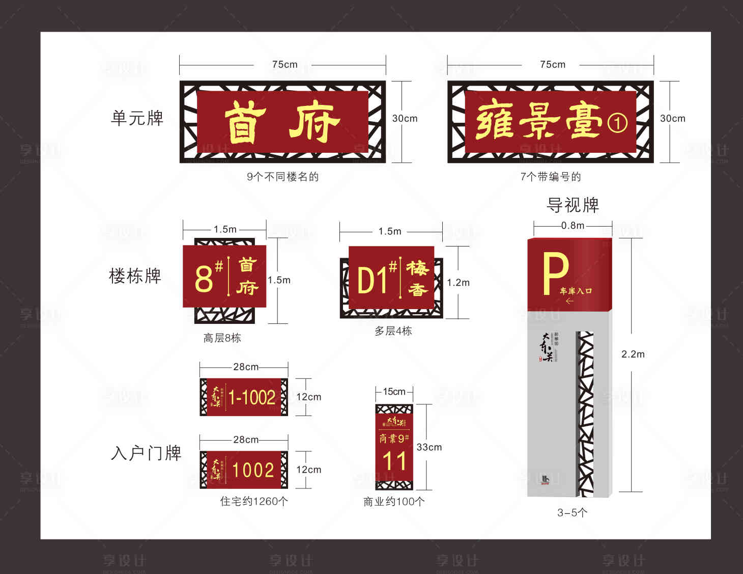 编号：20220615180710344【享设计】源文件下载-中式徽派楼盘导视指示VI