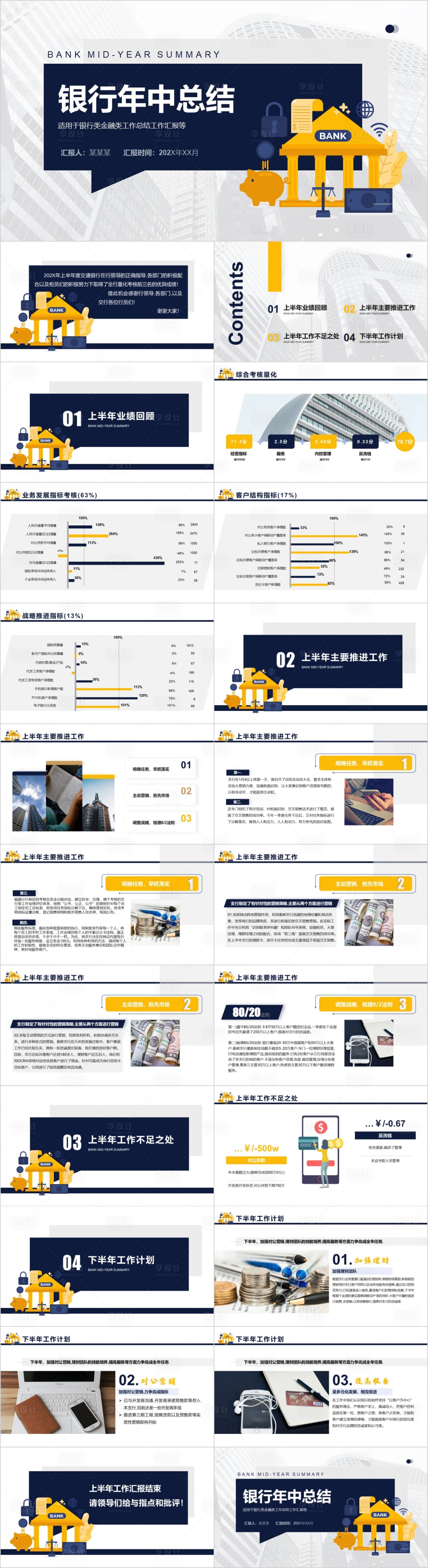 源文件下载【享设计】搜索编号：34160010630724467【银行年中总结培训PPT】
