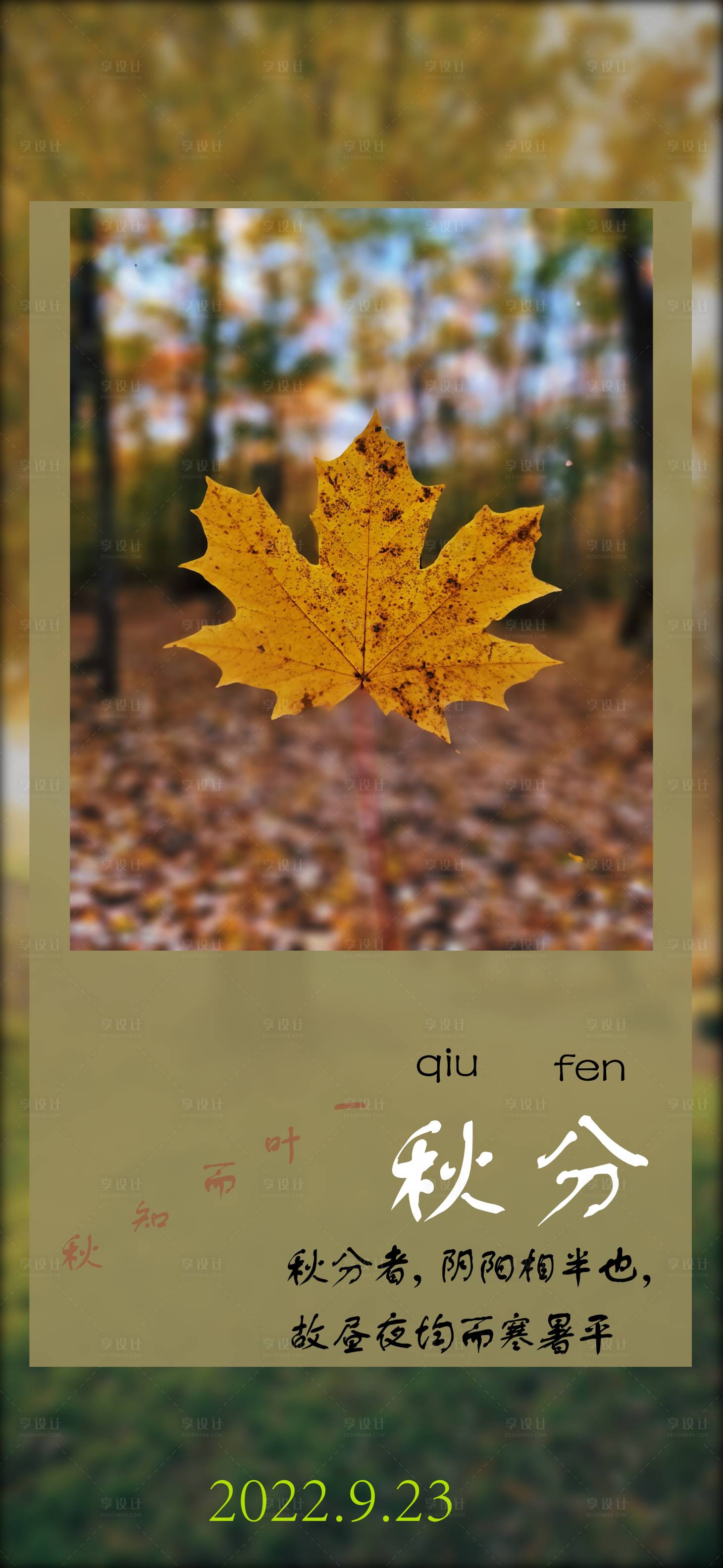 源文件下载【享设计】搜索编号：92640010718341051【秋分落叶海报】