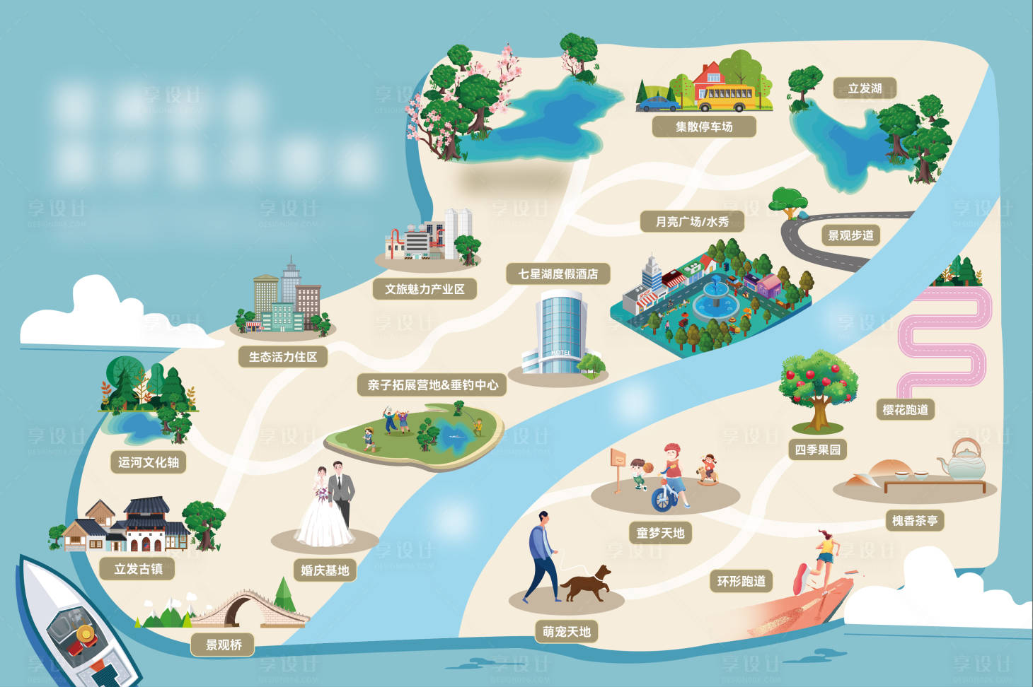 源文件下载【享设计】搜索编号：68420010457624155【湖景展板】