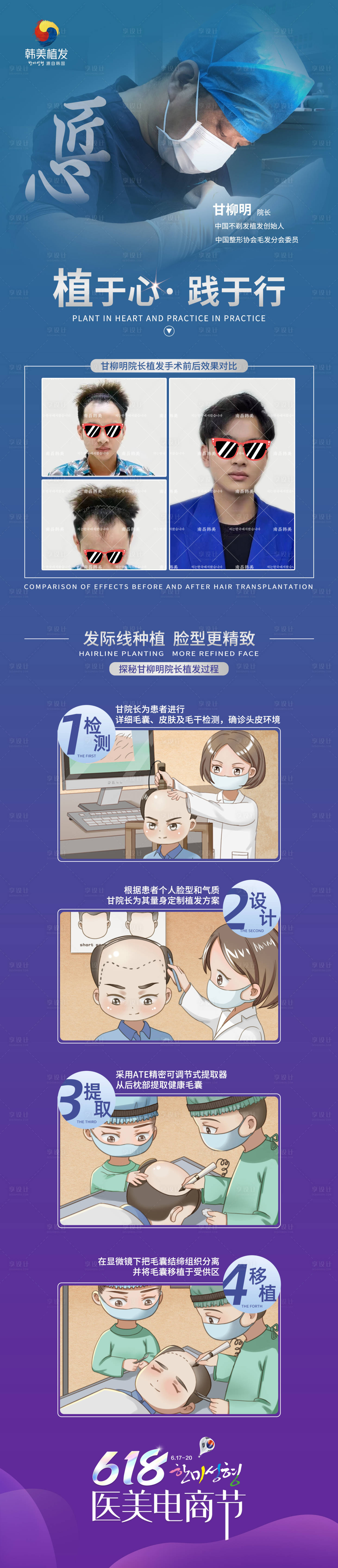 源文件下載【享設(shè)計】搜索編號：10190010731952000【植發(fā)618醫(yī)美海報長圖】