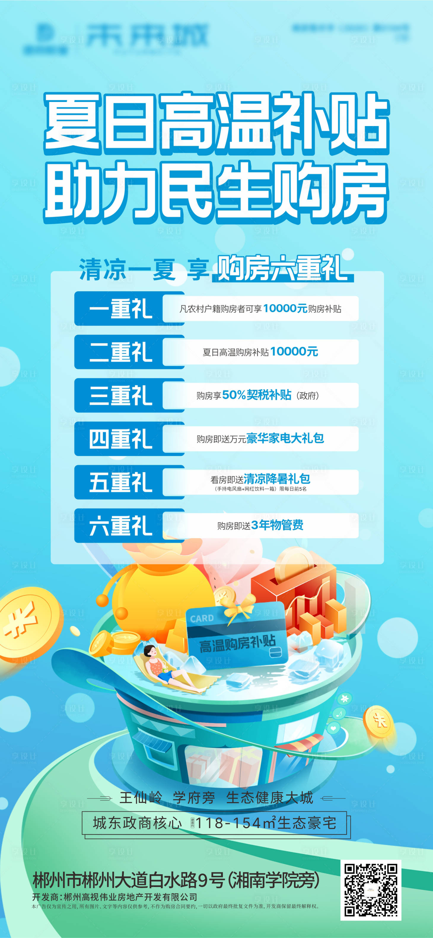 源文件下載【享設計】搜索編號：17860011275328631【高溫補貼購房好禮海報】