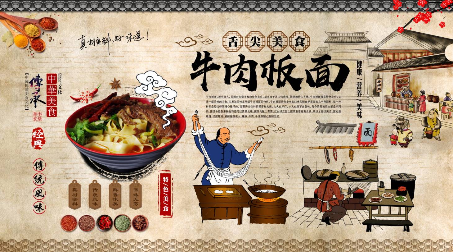 源文件下载【牛肉板面美食海报展板】编号：74560010998478168