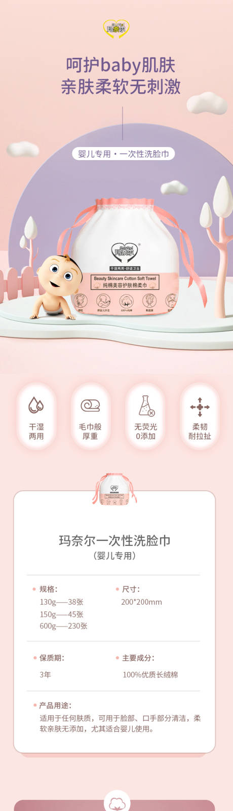源文件下載【享設計】搜索編號：38810011031377320【粉色可愛嬰兒洗臉巾詳情頁】