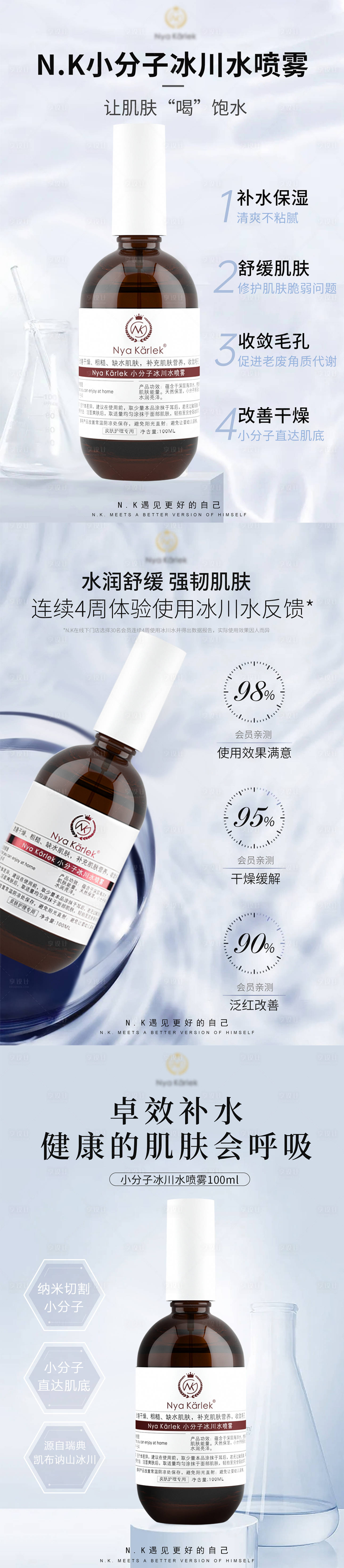 源文件下載【享設計】搜索編號：85610011030754808【冰川水補水噴霧保濕膚品化妝品系列海報】