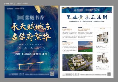 源文件下载【地产洋房蓝金DM宣传单页】编号：96260010882241644