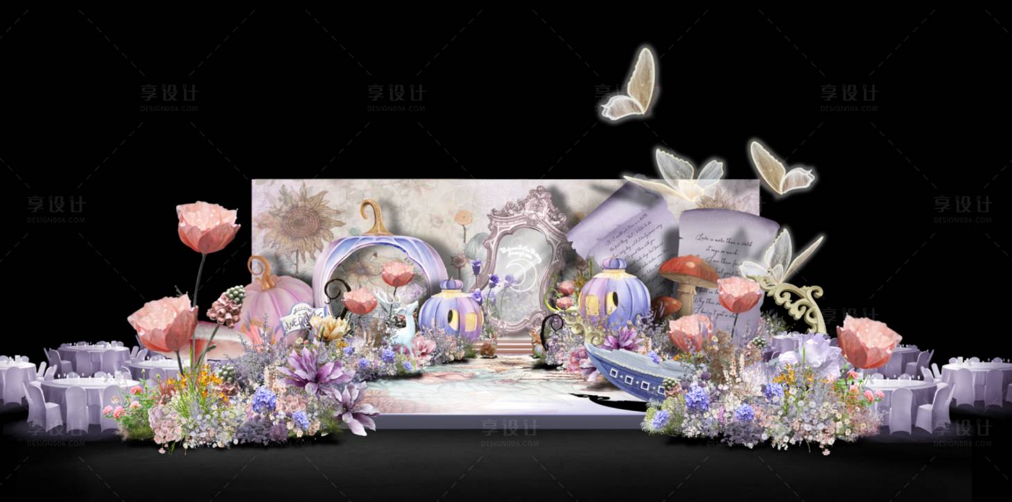 源文件下载【粉紫色梦幻爱丽丝婚礼】编号：59200011178264639