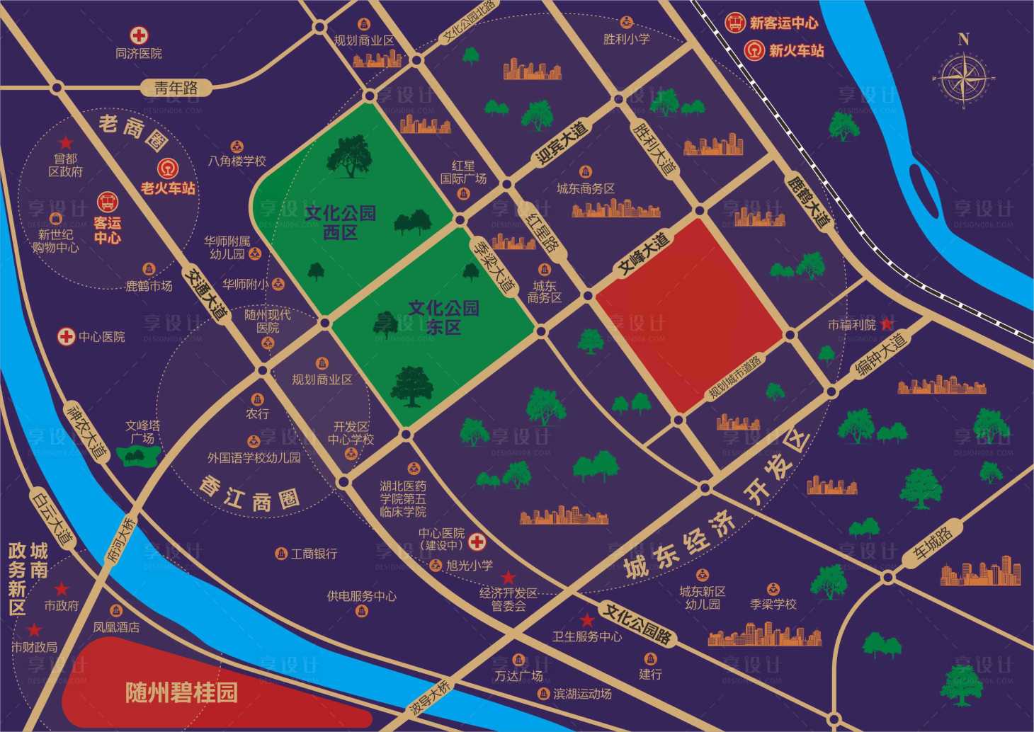 源文件下载【享设计】搜索编号：22450011192558236【地产城市区位图规划】