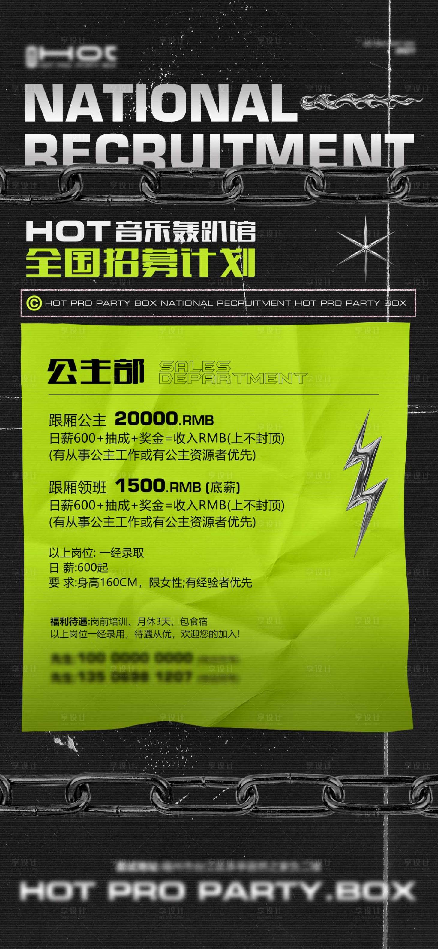 源文件下载【享设计】搜索编号：63520010890088703【酒吧夜店招聘海报 】