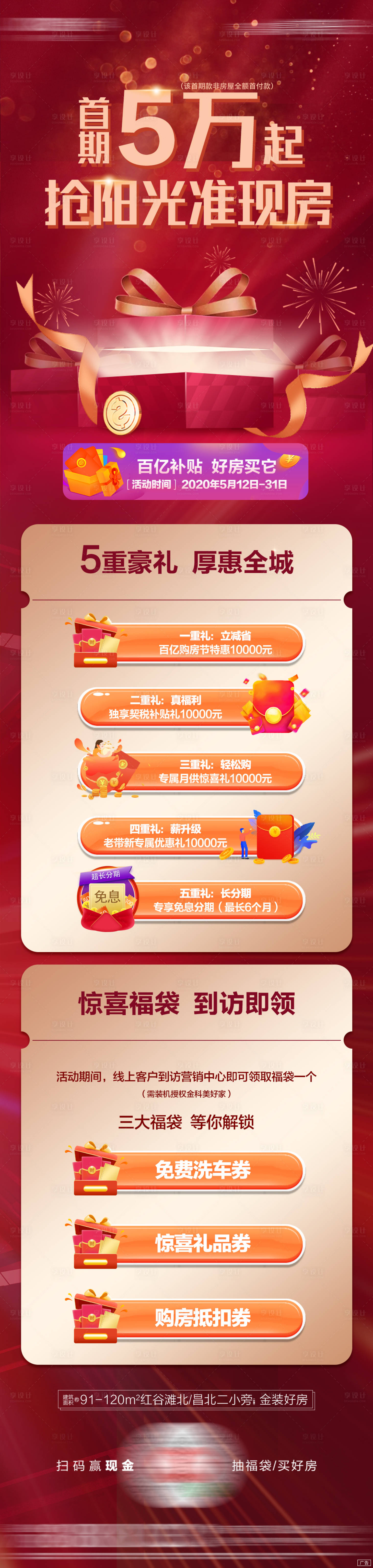 源文件下载【地产优惠促销活动四重礼长图】编号：57990011222673860