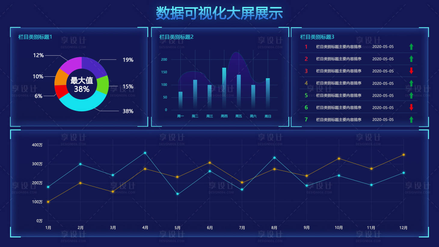 源文件下载【享设计】搜索编号：48540011102741923【扁平化科技感数据统计界面】