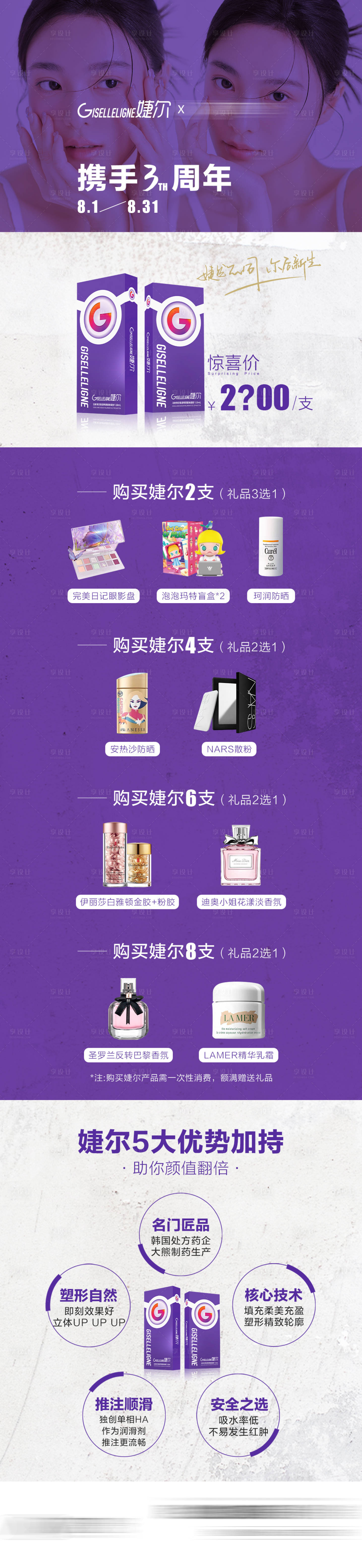 源文件下載【享設計】搜索編號：67340011324601690【醫美婕爾玻尿酸周年贈品活動長圖】