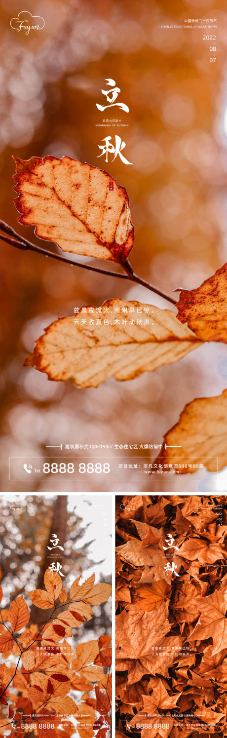 源文件下载【地产立秋节气树叶海报】编号：54700011251215599