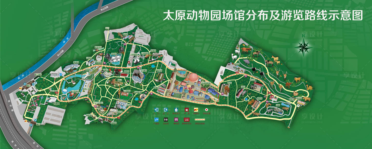 源文件下载【享设计】搜索编号：89200011125757276【太原动物园地图】