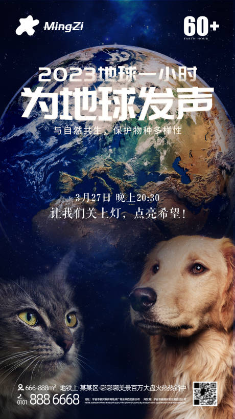 源文件下载【宠物地球一小时海报】编号：71540010977393206