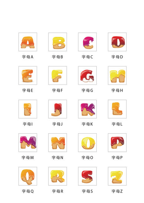 源文件下载【卡通字母类扁平风UI图标icon】编号：88810011685194950