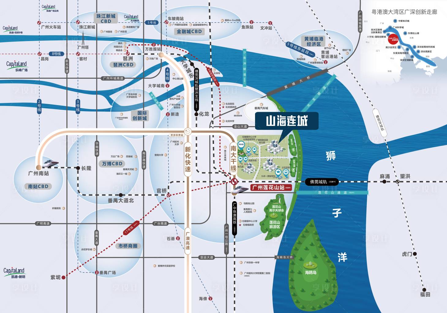 源文件下載【享設計】搜索編號：77420011831261281【廣州番禺萬博附近 區位圖】