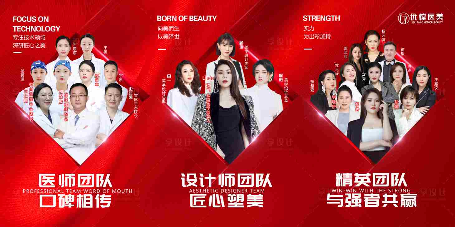 源文件下載【享設(shè)計(jì)】搜索編號：36770011552477681【醫(yī)美團(tuán)隊(duì)展板】