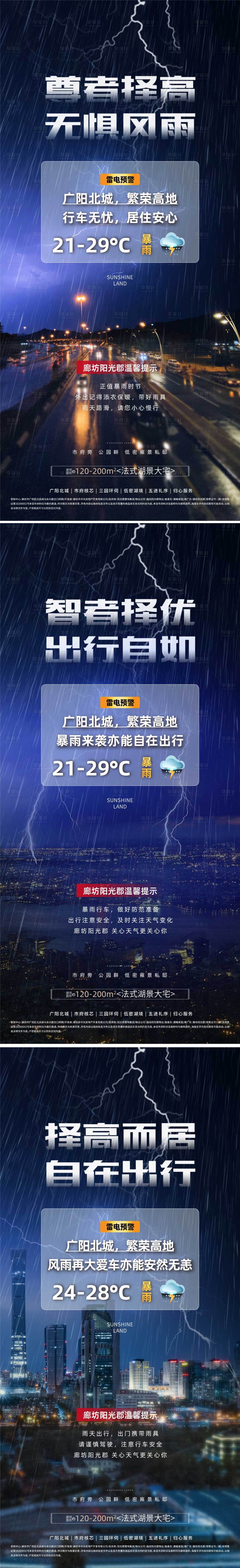 源文件下载【地产城市闪电下雨温馨提示海报】编号：20220823203835877