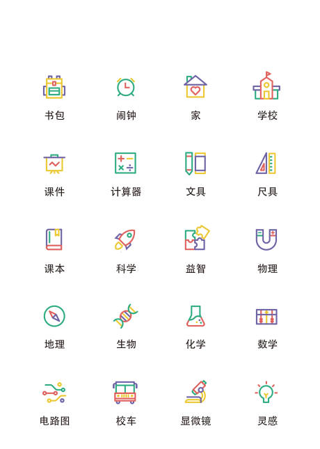 源文件下载【卡通学科教育类UI图标icon】编号：33510011702245629