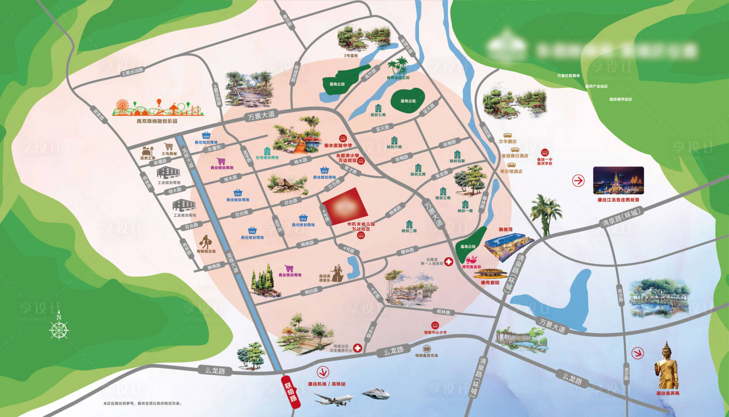 源文件下载【高端大气西双版纳景洪区融创万达区位图】编号：92930011439744236