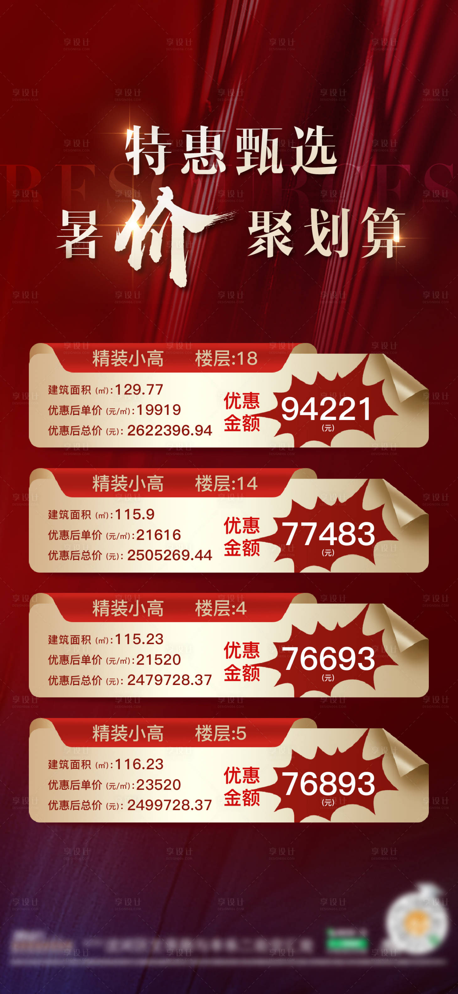 源文件下載【地產特價房房源紅金海報】編號：66440011549212910