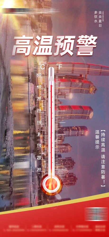 源文件下載【享設計】搜索編號：48020011890295634【高溫預警海報】