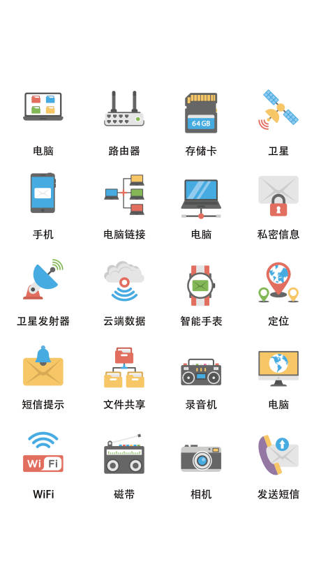 卡通电子设备扁平风UI图标icon