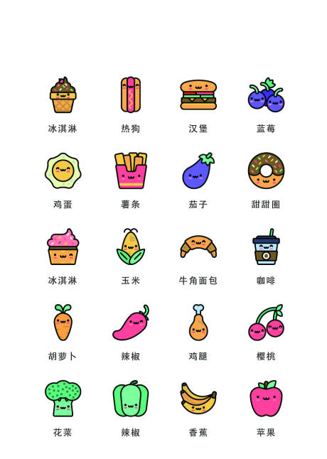 编号：20220817000131232【享设计】源文件下载-卡通食物类扁平风UI图标icon