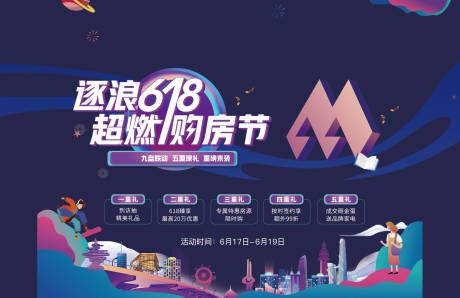 源文件下载【享设计】搜索编号：21320011670222782【618购房节五重礼活动展板】